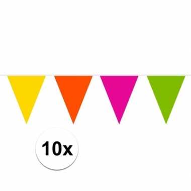 10x brandvertragende slingers gekleurd 10 meter
