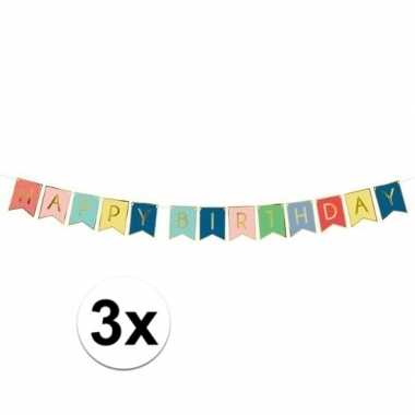 3x happy birthday feest slinger 175 cm