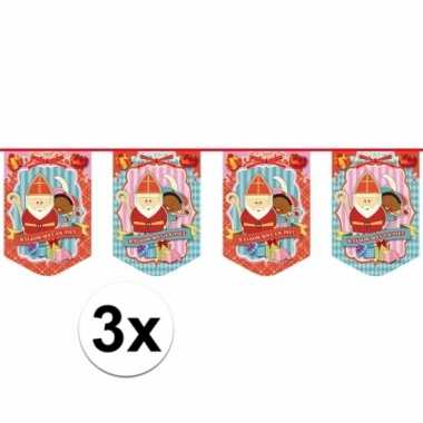 3x luxe sinterklaas slingers vlaggetjes 10 m
