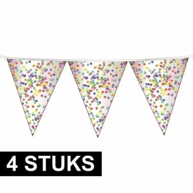 4x plastic confetti thema feestje vlaggenlijnen 23 cm