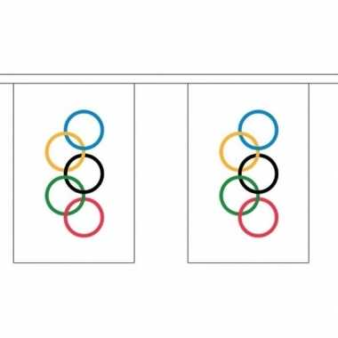 5x stoffen vlaggenlijn slinger olympische vlag 3 meter
