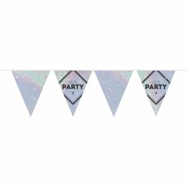 Lets party holografische feest versiering vlaggenlijn 10 meter
