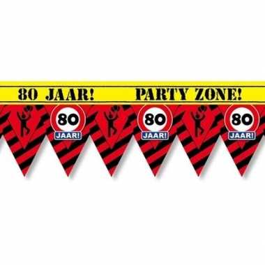 Versiering/decoratie 80 jaar afzetlint vlaggetjes 12 meter