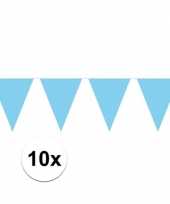 10x vlaggenlijnen baby blauw kleurig 10 m