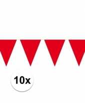 10x vlaggenlijnen rood kleurig 10 m