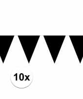 10x vlaggenlijnen zwart kleurig 10 m