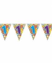 1x mini vlaggetjeslijn slingers verjaardag versiering 1 jaar