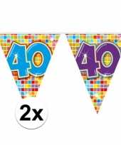 2x mini vlaggetjeslijn slingers verjaardag versiering 40 jaar