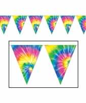 2x stuks tie dyed hippie vlaggenlijnen 3 meter