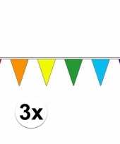 3 stuks regenboog slinger met puntvlaggetjes 5 meter