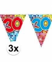 3x mini vlaggetjeslijn slingers verjaardag versiering 30 jaar