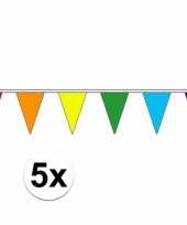 5 stuks regenboog slinger met puntvlaggetjes 5 meter