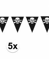 5x stuks piraten versiering vlaggenlijnen