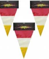 8x stuks plastic vlaggenlijn rood wit geel carnaval 10 meters