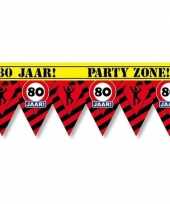 Versiering decoratie 80 jaar afzetlint vlaggetjes 12 meter